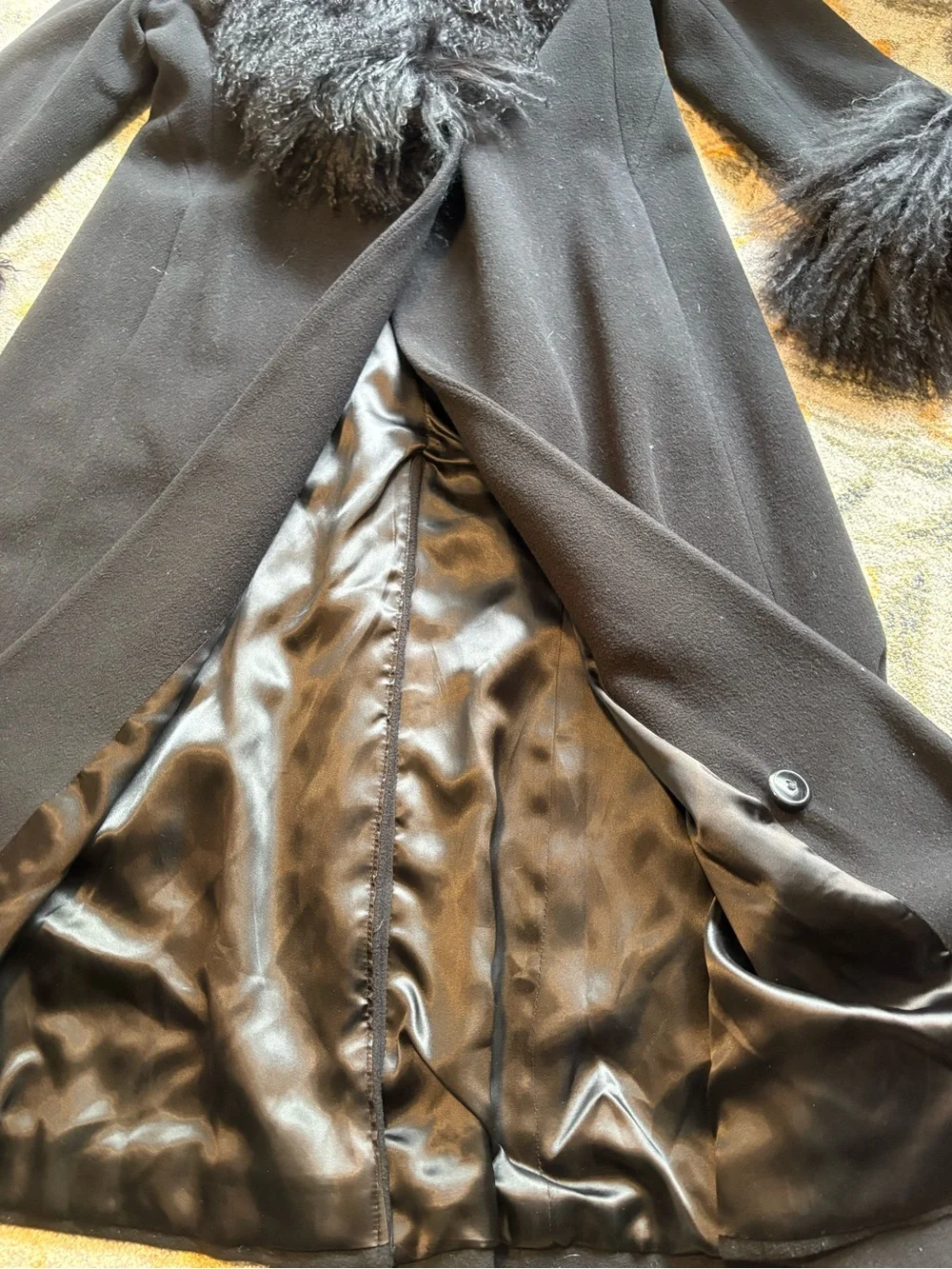 Marvin Richards genuine wool & Mongolian fur trim coat Vintage 10